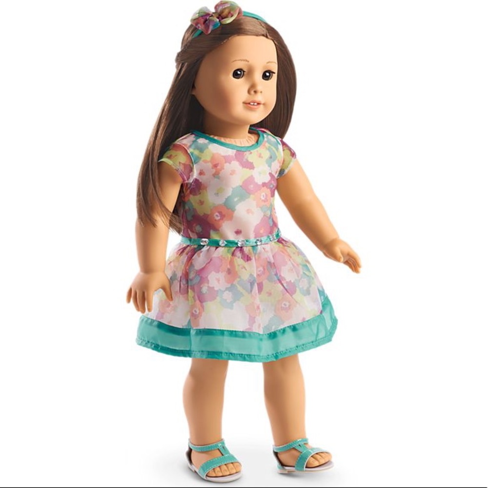 American Girl Floral Dress Doll Outfit in Teal, Pink, Purple